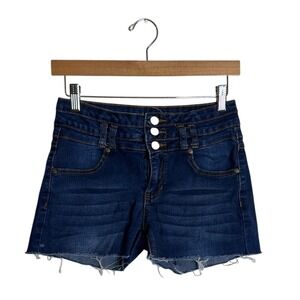 Deja Bleu Women's Y2K Cutoff Dark Denim Shorts High Waisted Size 7